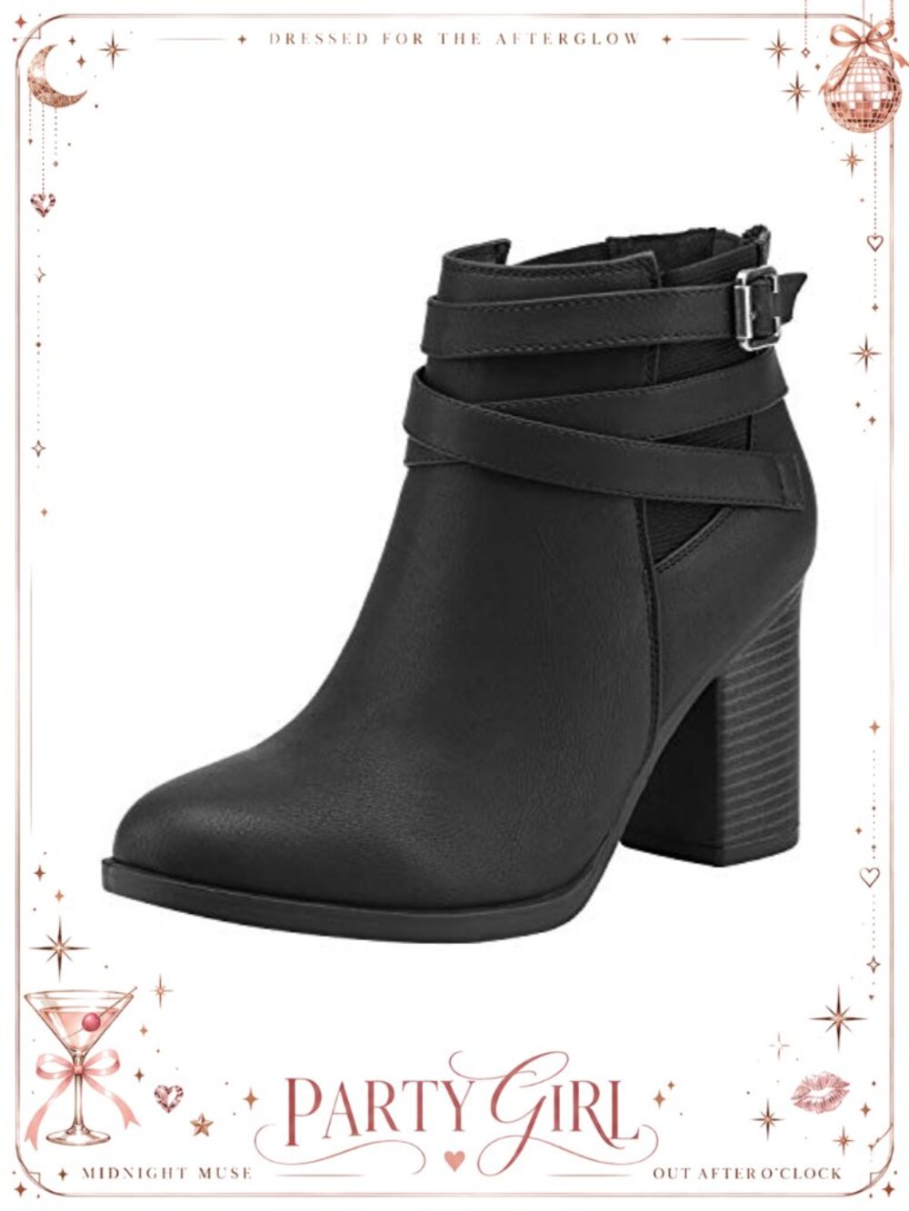 Pointed Toe Block Heel Ankle Boots Faux Suede Chunky Heel